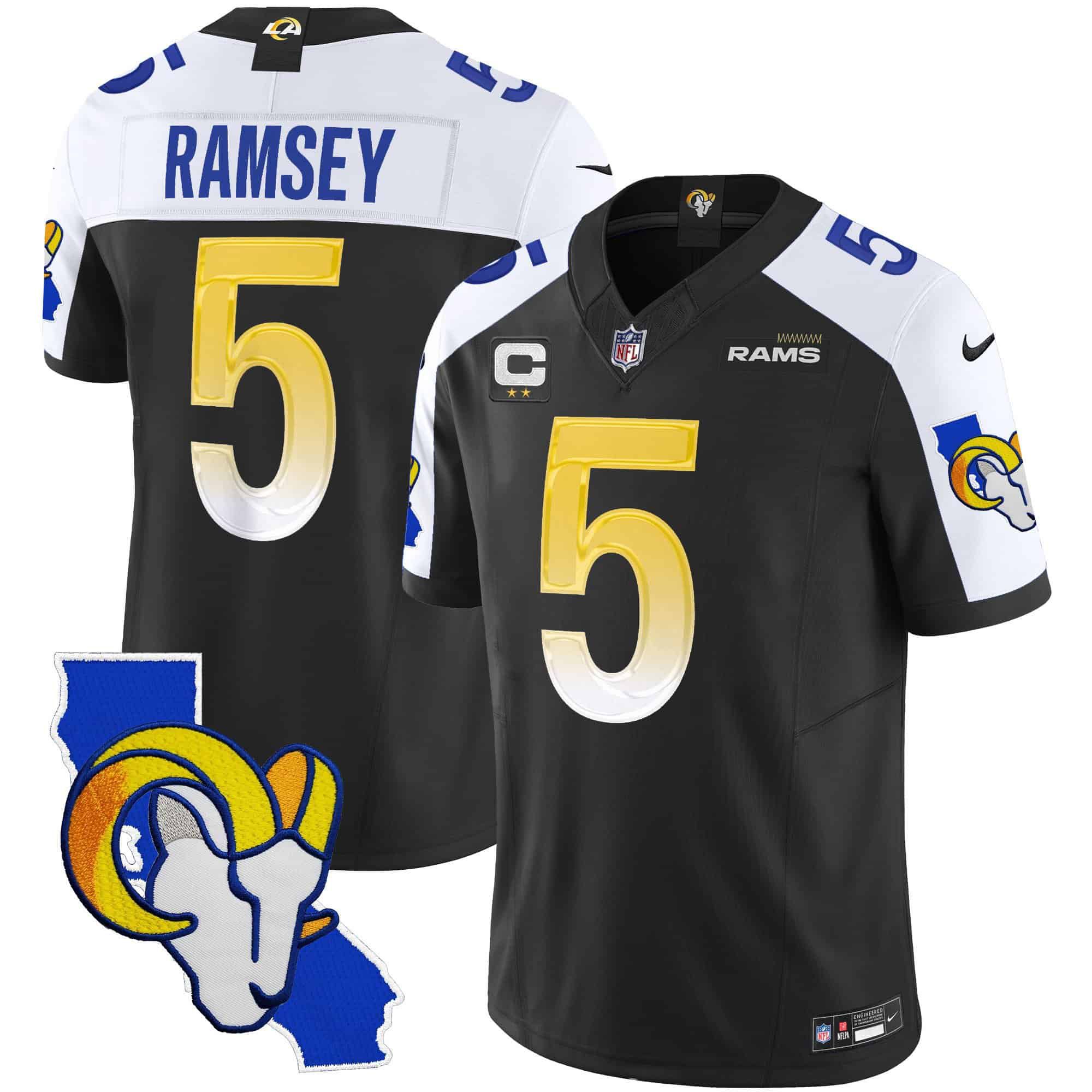 Men Los Angeles Rams #5 Ramsey Black 2024 Nike California Patch Vapor Limited NFL Jersey->indianapolis colts->NFL Jersey
